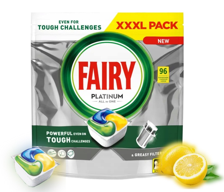 Kapsułki do Zmywarki Fairy Platinum All in One Cytrynowe 96 szt.