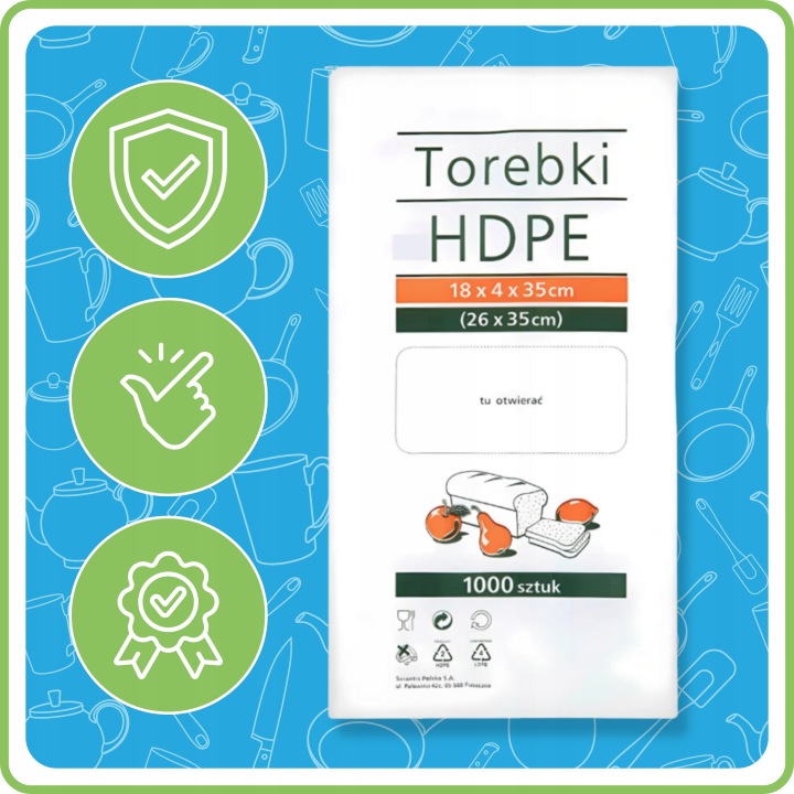 Torebki Foliowe Spożywcze Przezroczyste Sarantis HDPE 18x4x35 cm 1000 szt.