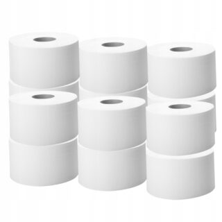 Papier Toaletowy Dwuwarstwowy JUMBO Celuloza Biały 100m ZESTAW 12 Rolek